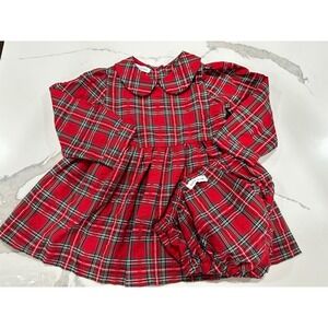 Holley Sage Girls Plaid Dress‎ Bloomer Set 2T Red Green Christmas Holiday